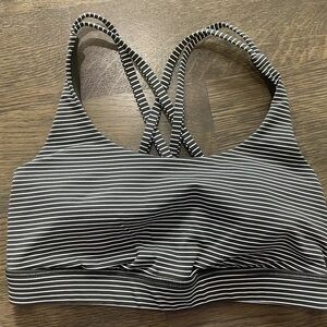 Lululemon Energy Bra Hyper Stripe Dark Olive/White
